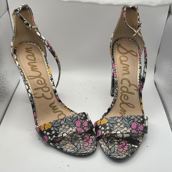 Sam Edelman Floral Heels - Black, Pink, Yellow - Picture 1 of 3